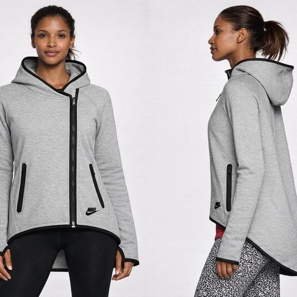 Nike Tops - Nike Tech Fleece Asymmetrical Hoodie Gray XS‎ Women Zip Athletic Jacket
